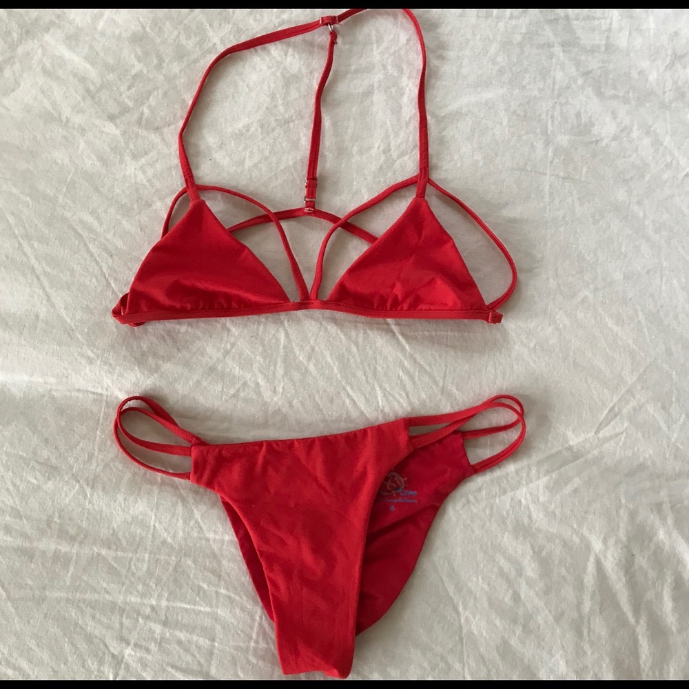 Blue Life Swim Red Bikini